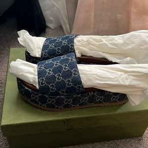 Denim Platform Gucci slides